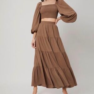 Boho 2pc brown skirt set